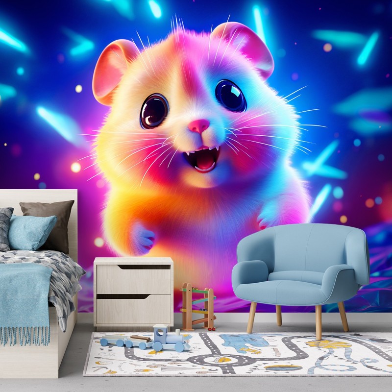 Stilvolle Fototapete - Neon-Hamster | Feeby