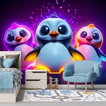 Fototapete - Neon-Pinguine | Feeby