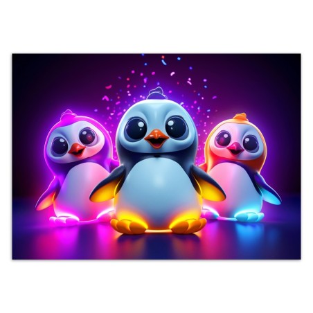 Fototapete - Neon-Pinguine | Feeby