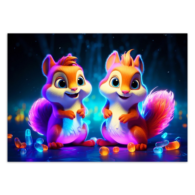 Moderne Fototapete - Neon-Eichhörnchen | Feeby