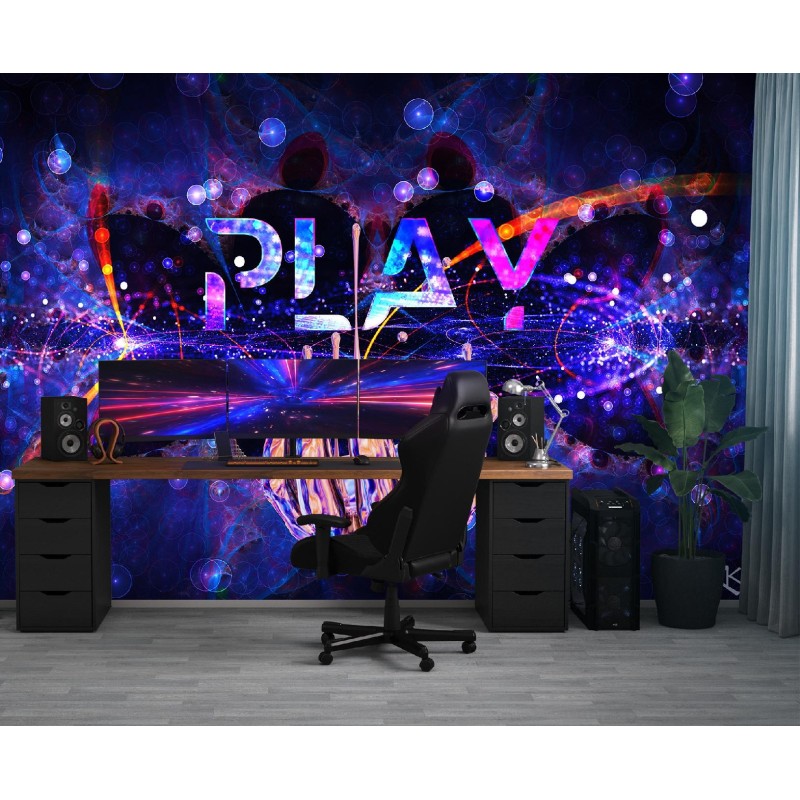 Fototapete - für den Spielerraum Neonzeichen für Play | Feeby