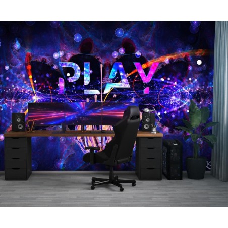 Fototapete - für den Spielerraum Neonzeichen für Play | Feeby