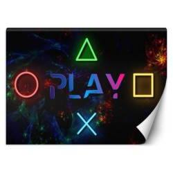 Fototapete - Play-Schriftzug und Tasten für Controller | Feeby