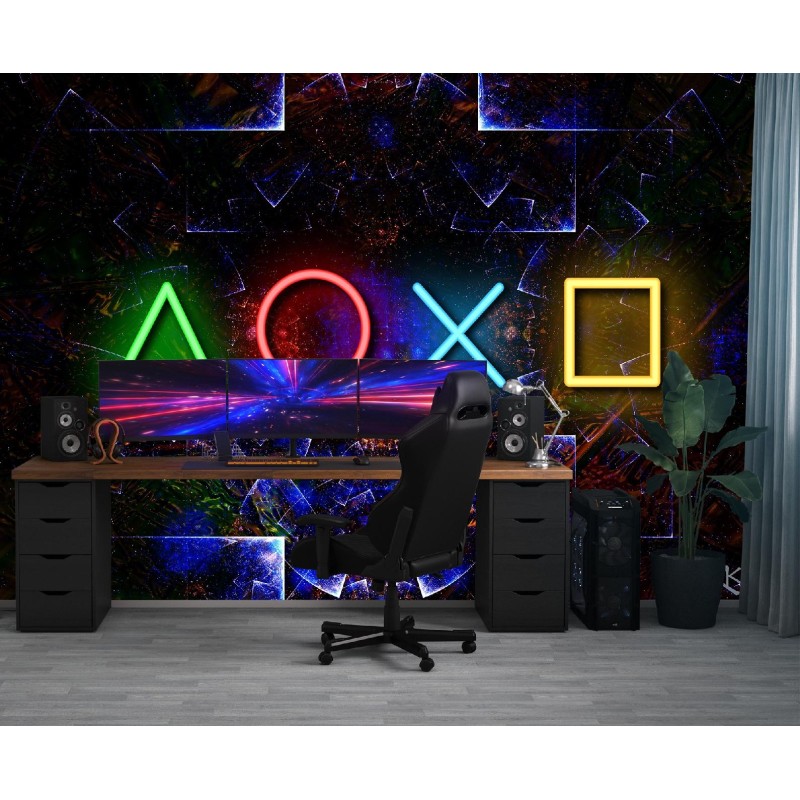 Fototapete - Spielkonsole Spielsymbole für das Zimmer des Spielers | Feeby