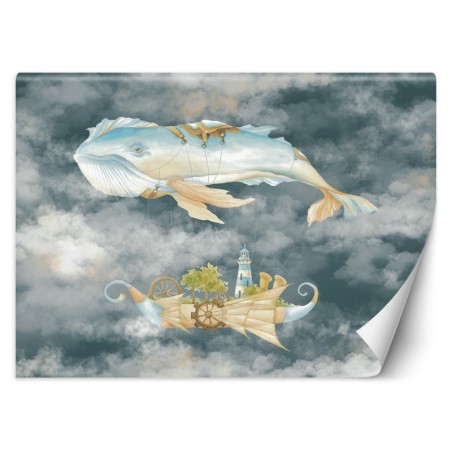 Modische Fototapete - Fliegender Wal und Schiff | Feeby