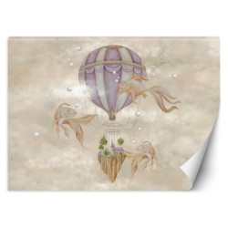 Fototapete - Heißluftballon fliegendes Haus und Fisch | Feeby