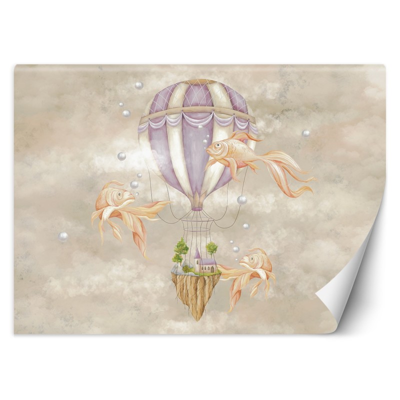 Moderne Fototapete - Ballon Haus Fisch Beige | Feeby
