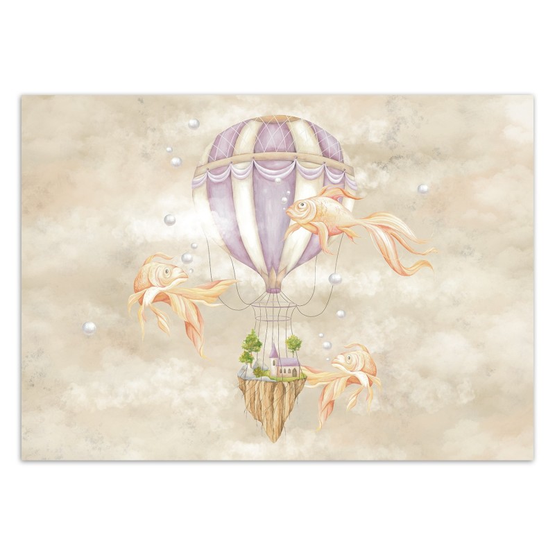 Moderne Fototapete - Ballon Haus Fisch Beige | Feeby