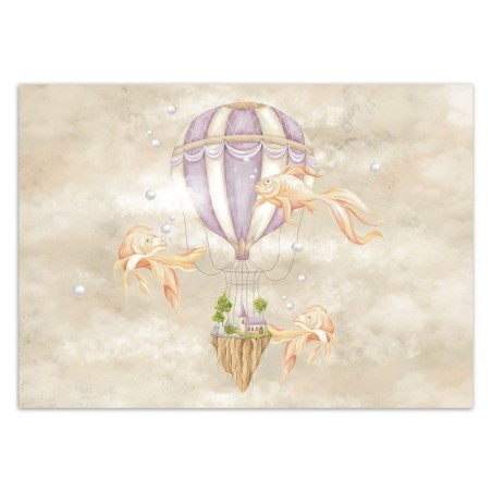 Moderne Fototapete - Ballon Haus Fisch Beige | Feeby