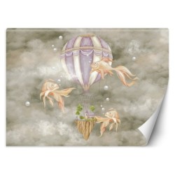 Fototapete - Fliegender Ballon und Fisch Beige | Feeby