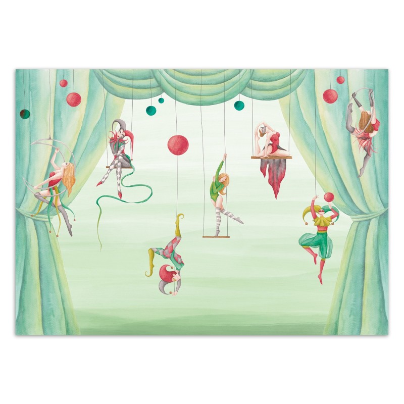 Moderne Fototapete - Zirkus Zirkusakrobat Grün | Feeby