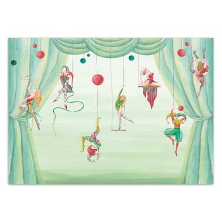 Moderne Fototapete - Zirkus Zirkusakrobat Grün | Feeby