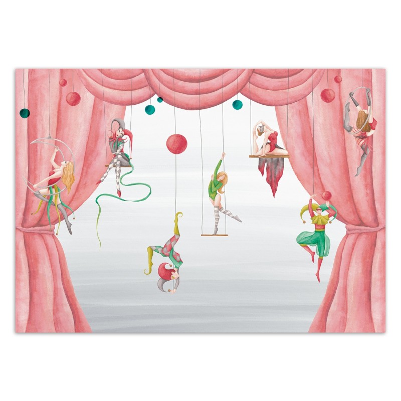 Moderne Fototapete - Zirkus Akrobat Rot Rosa | Feeby