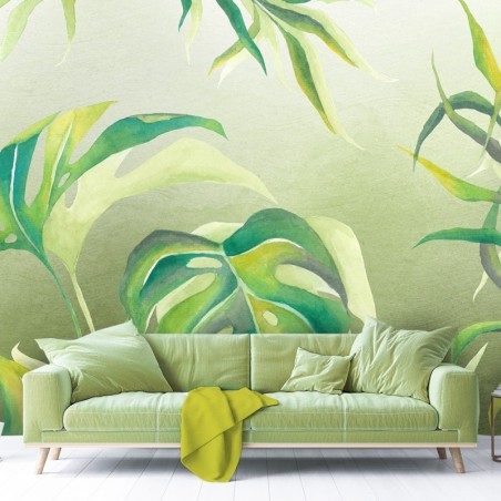 Moderne Fototapete - Monstera Blätter Pflanzen Grün | Feeby