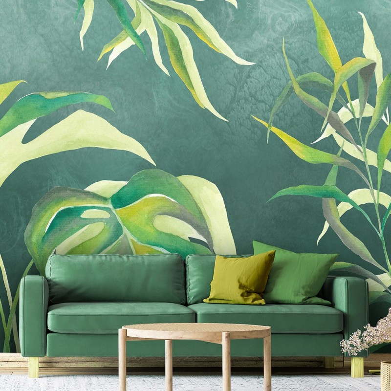 Stilvolle Fototapete - Monstera Blatt Pflanzen Grün | Feeby