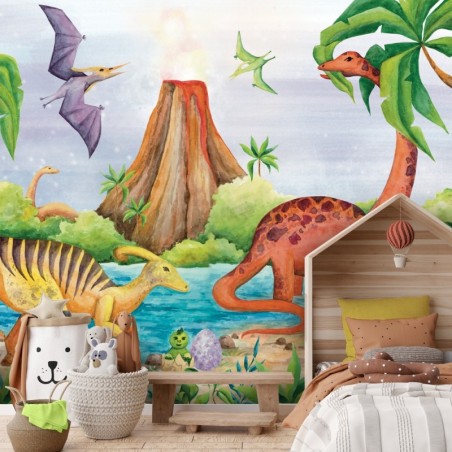 Fototapete - Dinosaurier am See | Feeby