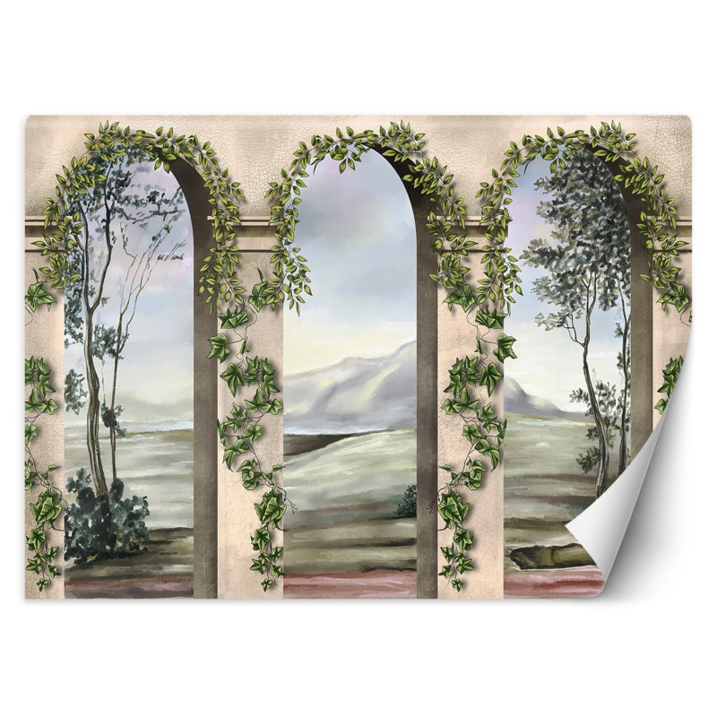 Fototapete - Säulen und Bögen mit Efeu Landschaft | Feeby