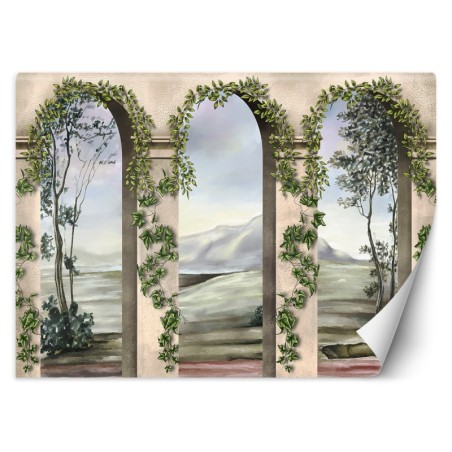 Fototapete - Säulen und Bögen mit Efeu Landschaft | Feeby