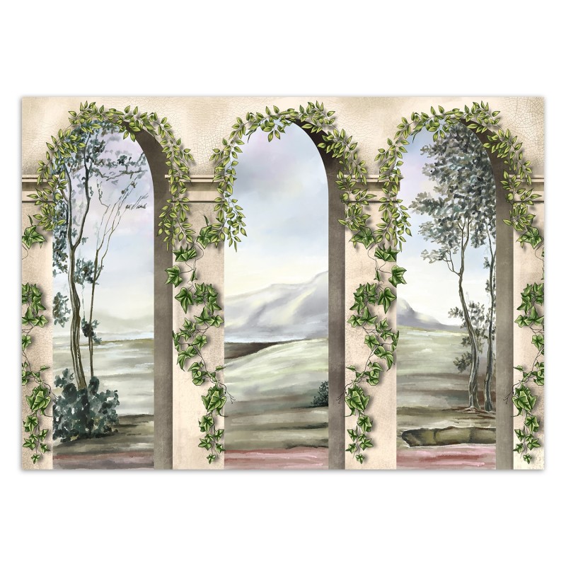 Fototapete - Säulen und Bögen mit Efeu Landschaft | Feeby