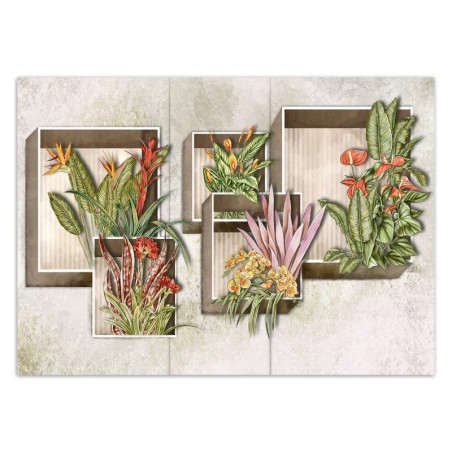 Fototapete - Blumen Pflanzen Abstrakt Beton | Feeby