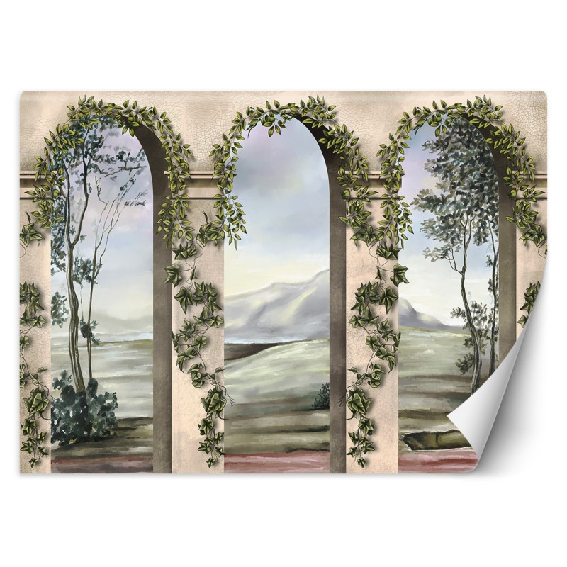 Fototapete - Säulen und Bögen mit Efeu | Feeby