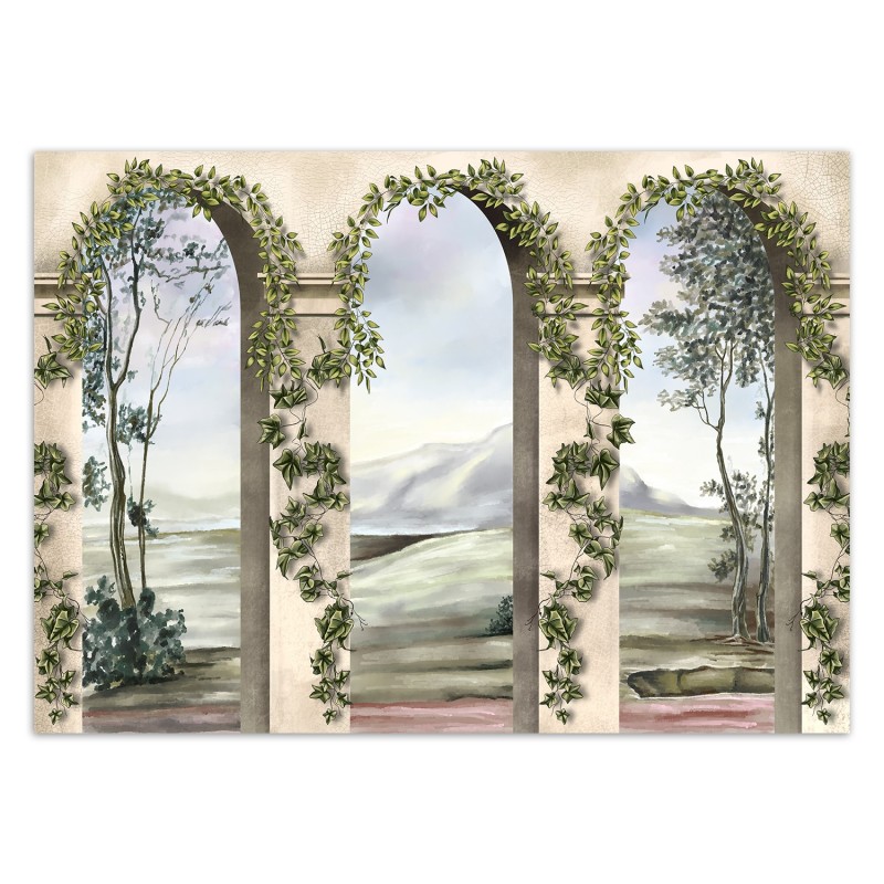 Fototapete - Säulen und Bögen mit Efeu | Feeby