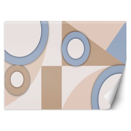 Fototapete - Geometrische Abstrakt Beige Braun Blau | Feeby