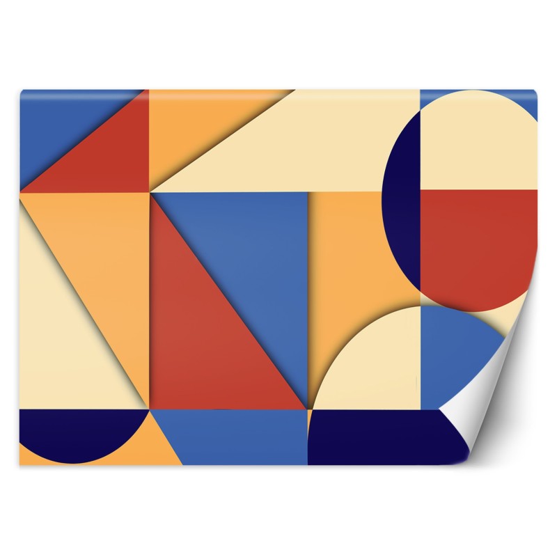 Fototapete - Geometrische Abstrakt Gelb Rot Violett | Feeby