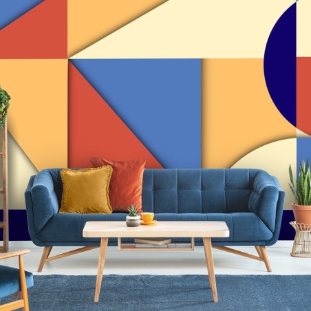 Fototapete - Geometrische Abstrakt Gelb Rot Violett | Feeby