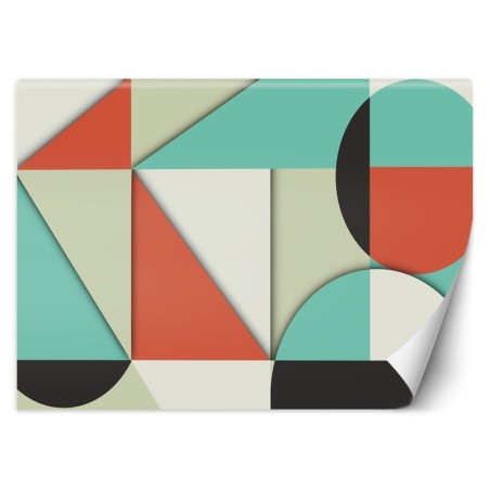 Fototapete - Geometrische Abstrakt Rot Grün Türkis | Feeby