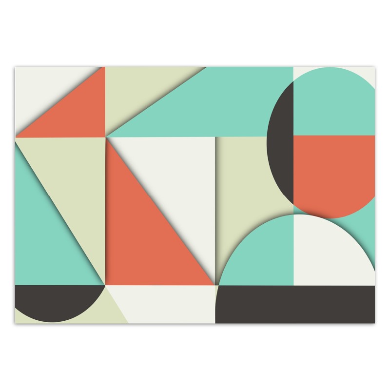 Fototapete - Geometrische Abstrakt Rot Grün Türkis | Feeby