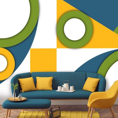 Fototapete - Geometrische Abstrakt Gelb Grün Violett | Feeby