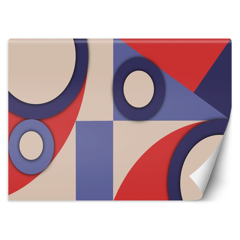 Fototapete - Geometrische Abstrakt Rot Beige Lila | Feeby