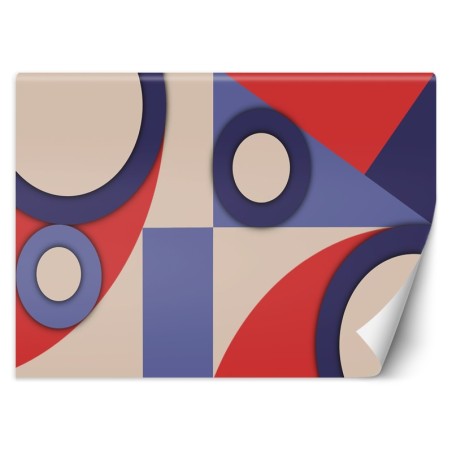Fototapete - Geometrische Abstrakt Rot Beige Lila | Feeby