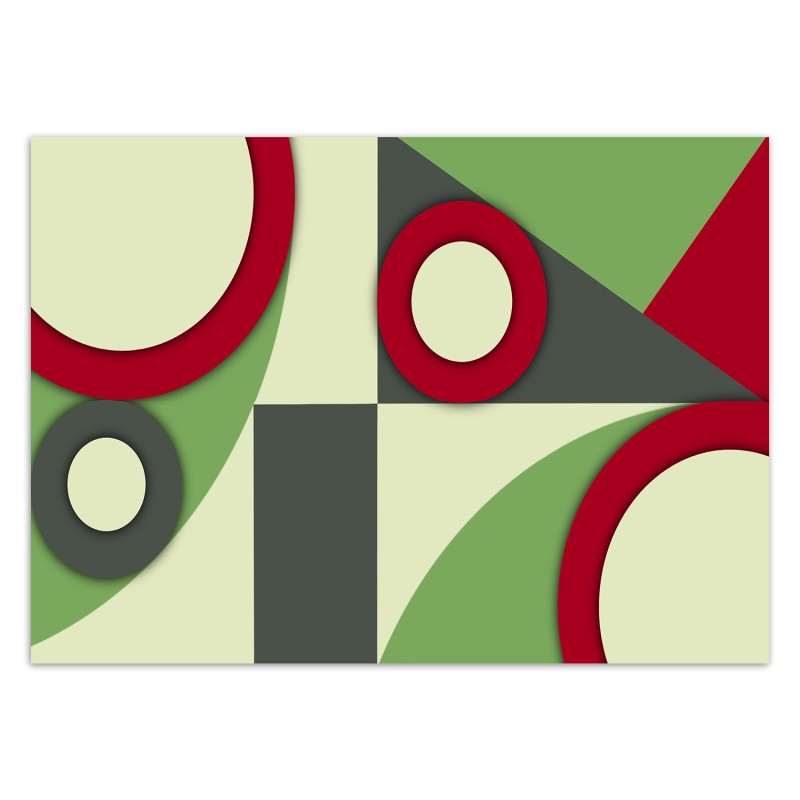 Moderne Fototapete - Geometrische Abstrakt Rot Grün | Feeby