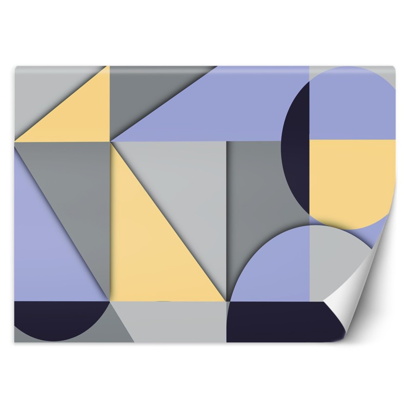 Fototapete - Geometrische Abstraktionsformen Gelb Grau Lila | Feeby
