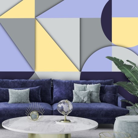 Fototapete - Geometrische Abstraktionsformen Gelb Grau Lila | Feeby