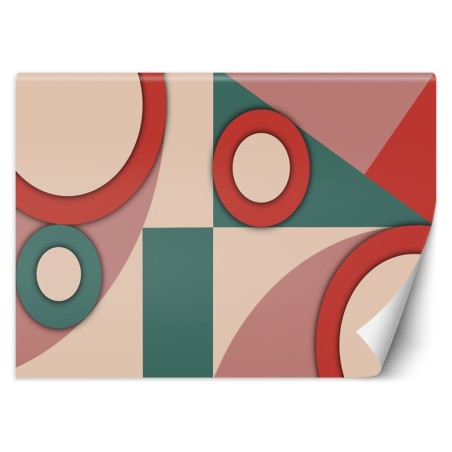 Fototapete - Geometrische Abstrakt Rot Rosa Grün | Feeby