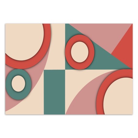 Fototapete - Geometrische Abstrakt Rot Rosa Grün | Feeby