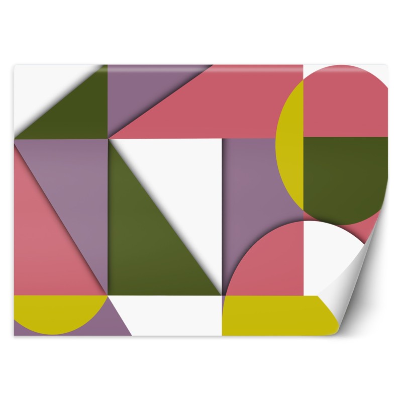 Fototapete - Geometrische Abstrakt Gelb Rosa Lila Grün | Feeby