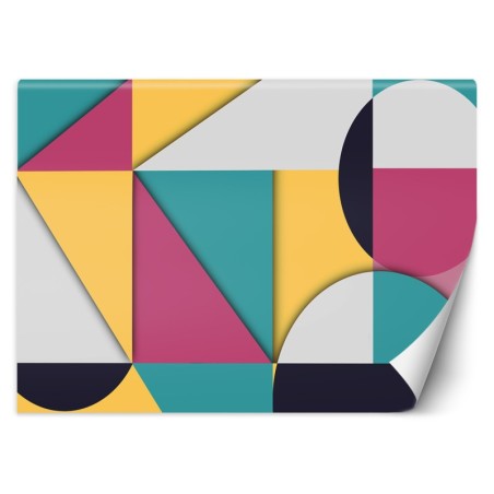 Fototapete - Geometrische Abstrakt Gelb Rosa Türkis | Feeby