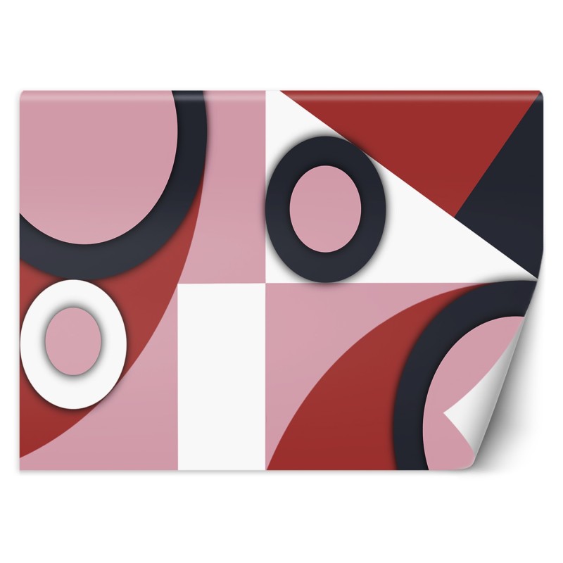 Fototapete - Geometrische Abstrakt Rot Rosa Schwarz | Feeby