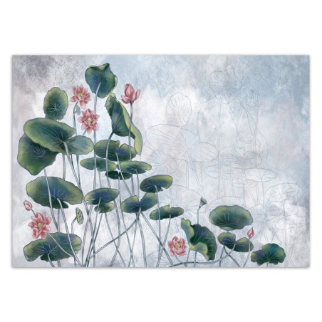 Fototapete - Rote Wasserlilie Betonoptik Natur | Feeby