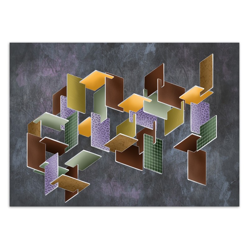 Moderne Fototapete - 3D -Rätsel Abstrakt Bunt | Feeby