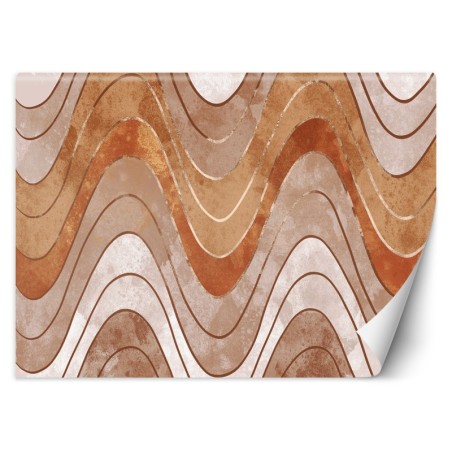 Fototapete - Horizontale wellige Linien Orange Beige | Feeby