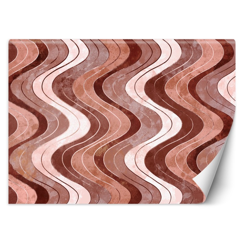 Fototapete - Abstrakt Vertikale wellige Linien Orange Rot | Feeby