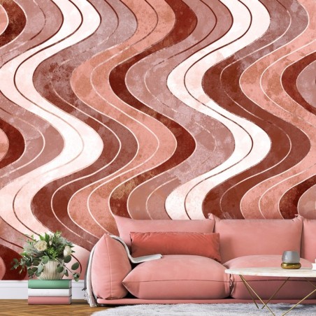 Fototapete - Abstrakt Vertikale wellige Linien Orange Rot | Feeby