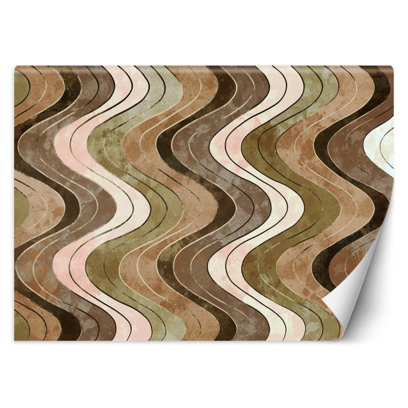 Fototapete - Abstrakt Vertikale wellige Linien Braun | Feeby