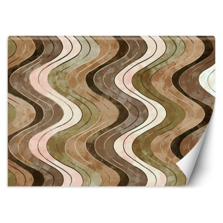 Fototapete - Abstrakt Vertikale wellige Linien Braun | Feeby