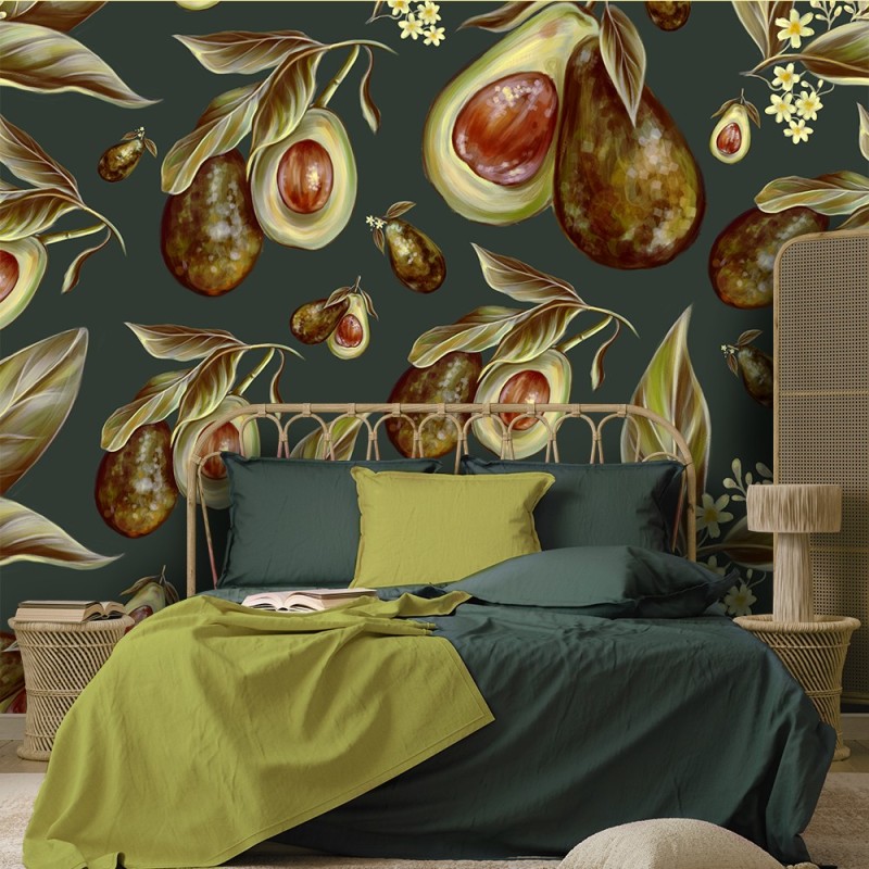 Stilvolle Fototapete - Avocado Früchte Obst Braun | Feeby